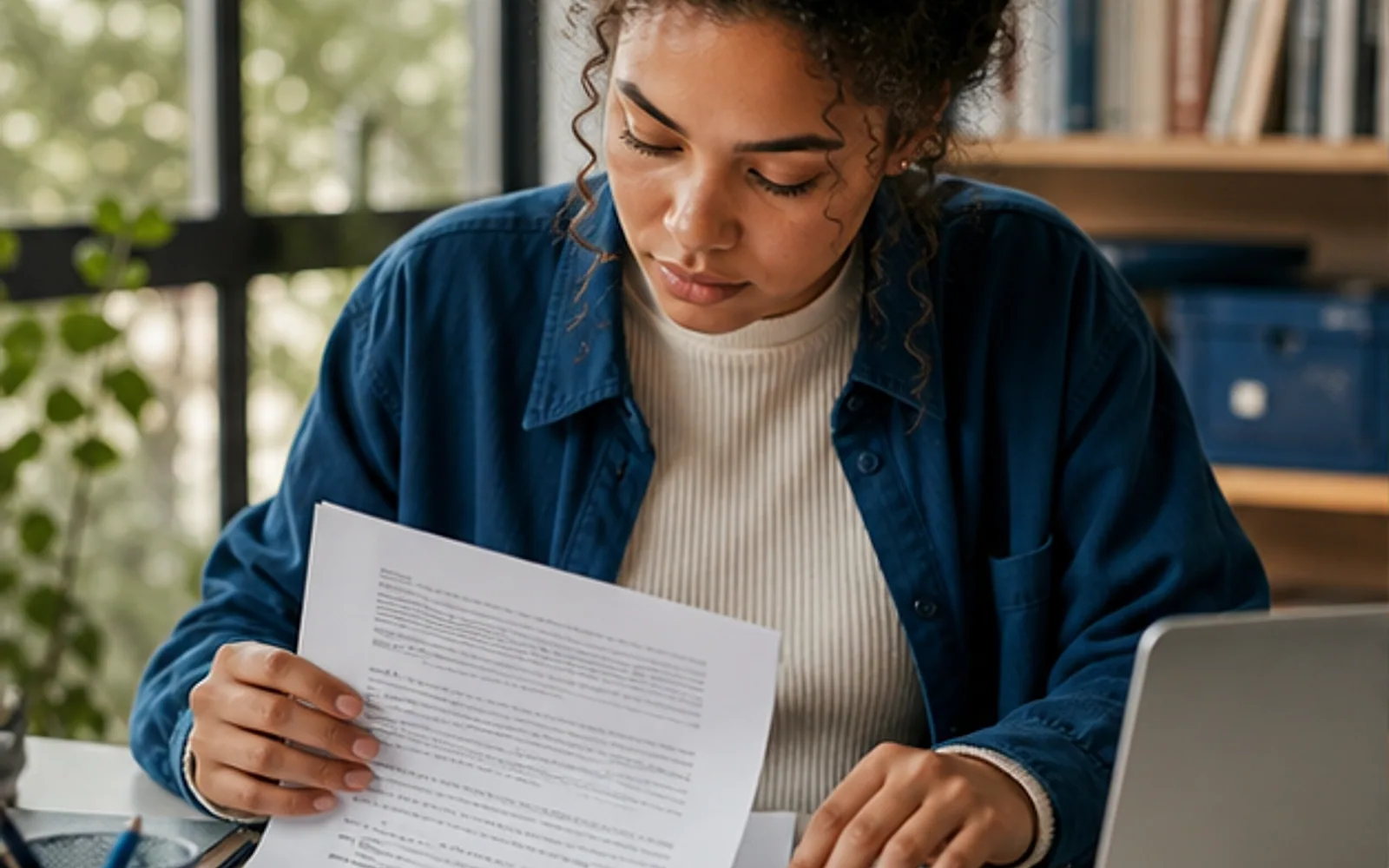 Estudante conferindo margens, seções e elementos de um TCC conforme norma atualizada