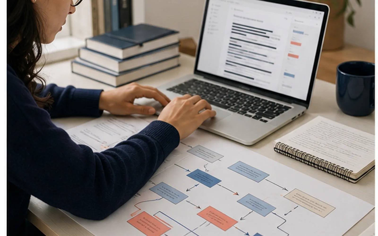 Pós graduanda sintetizando estudos, debates e lacunas em uma revisão de literatura